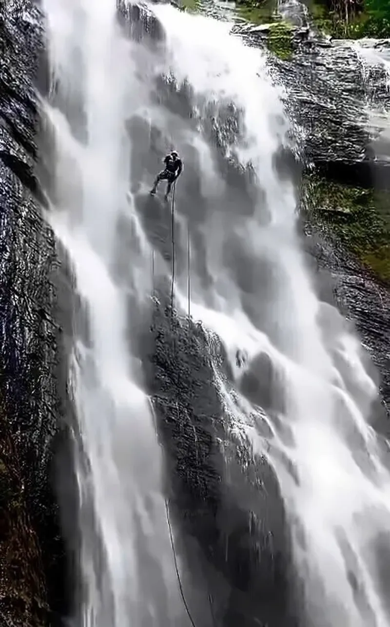 Aerial view of the rappelling canyon